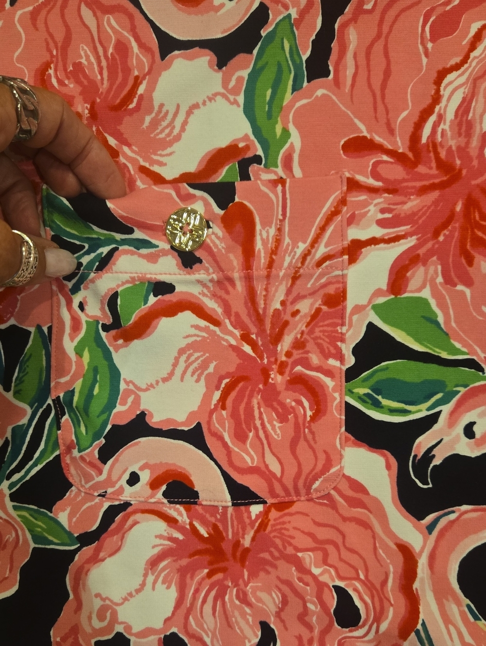 Lilly Pulitzer Pink Flamingo/Floral Print Midi Dress - Picture 6 of 10